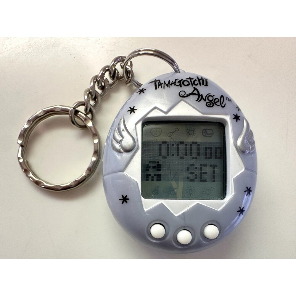 1997 Bandai Tamagotchi Angel Gotch White Japan Working Silver Wings